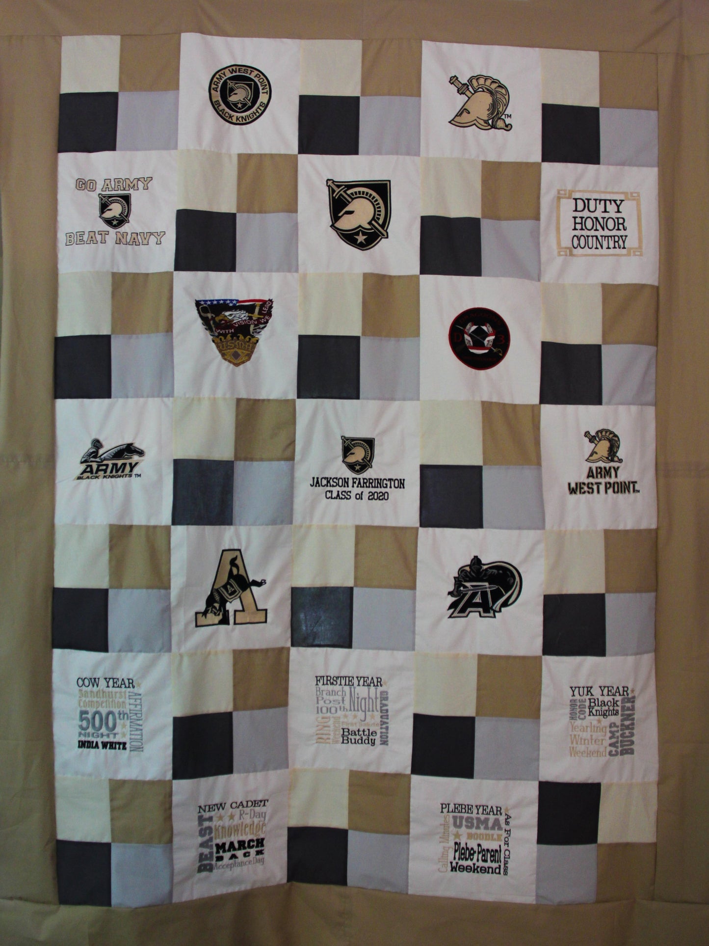 $50 Deposit for Custom 47 Month Journey Quilt - Handmade Embroidered - All American Made Fabrics