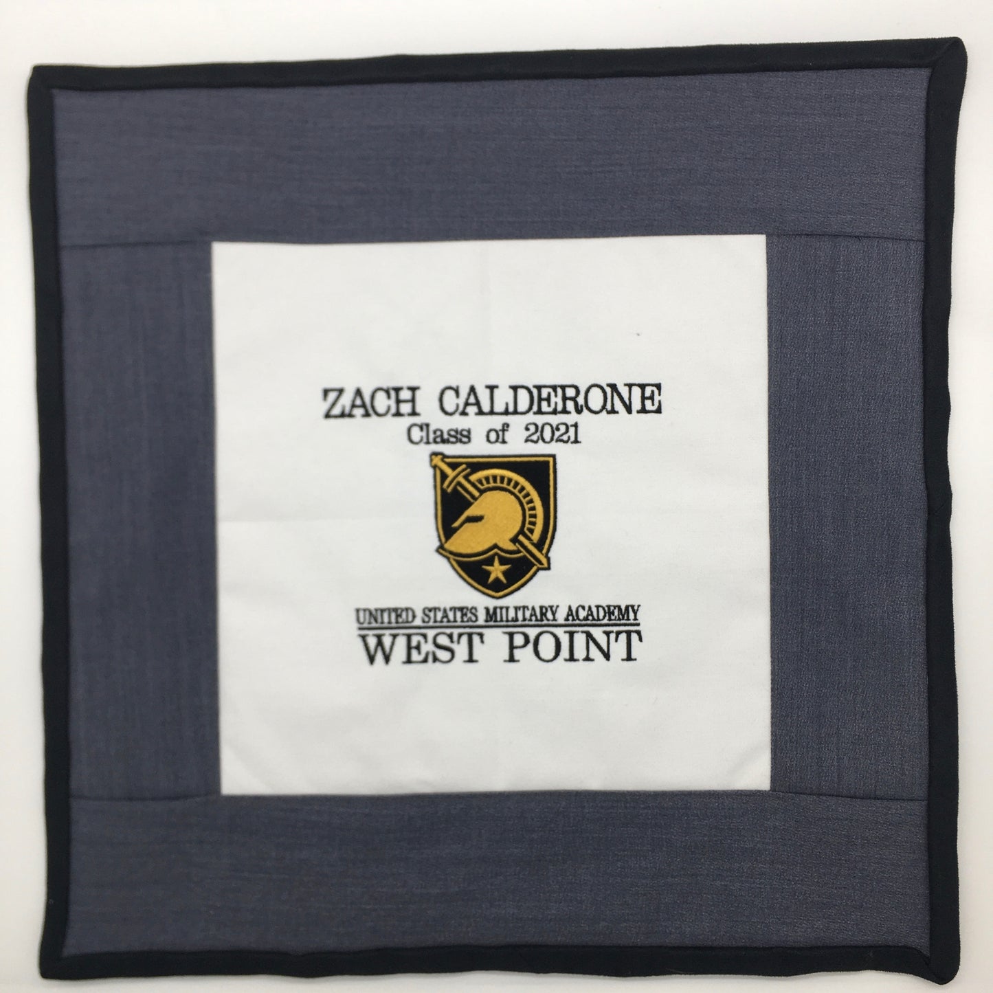 Made with Uniform Handmade Embroidered West Point Knight Pillow Covering to Celebrate Your Cadet At West Point