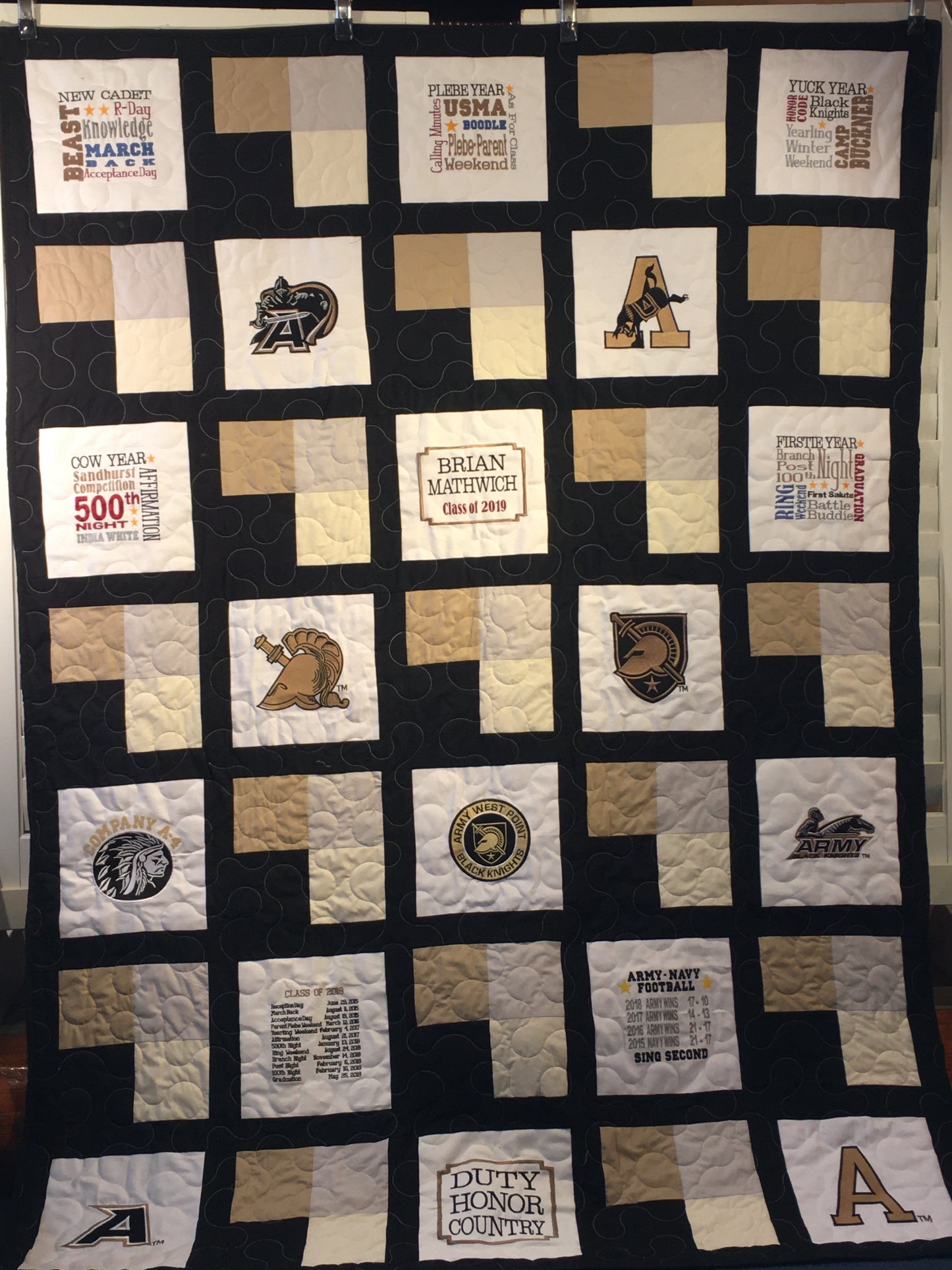 West Point Knight on Horse - Quilt Block - For Quilts or Decorator Pillows
