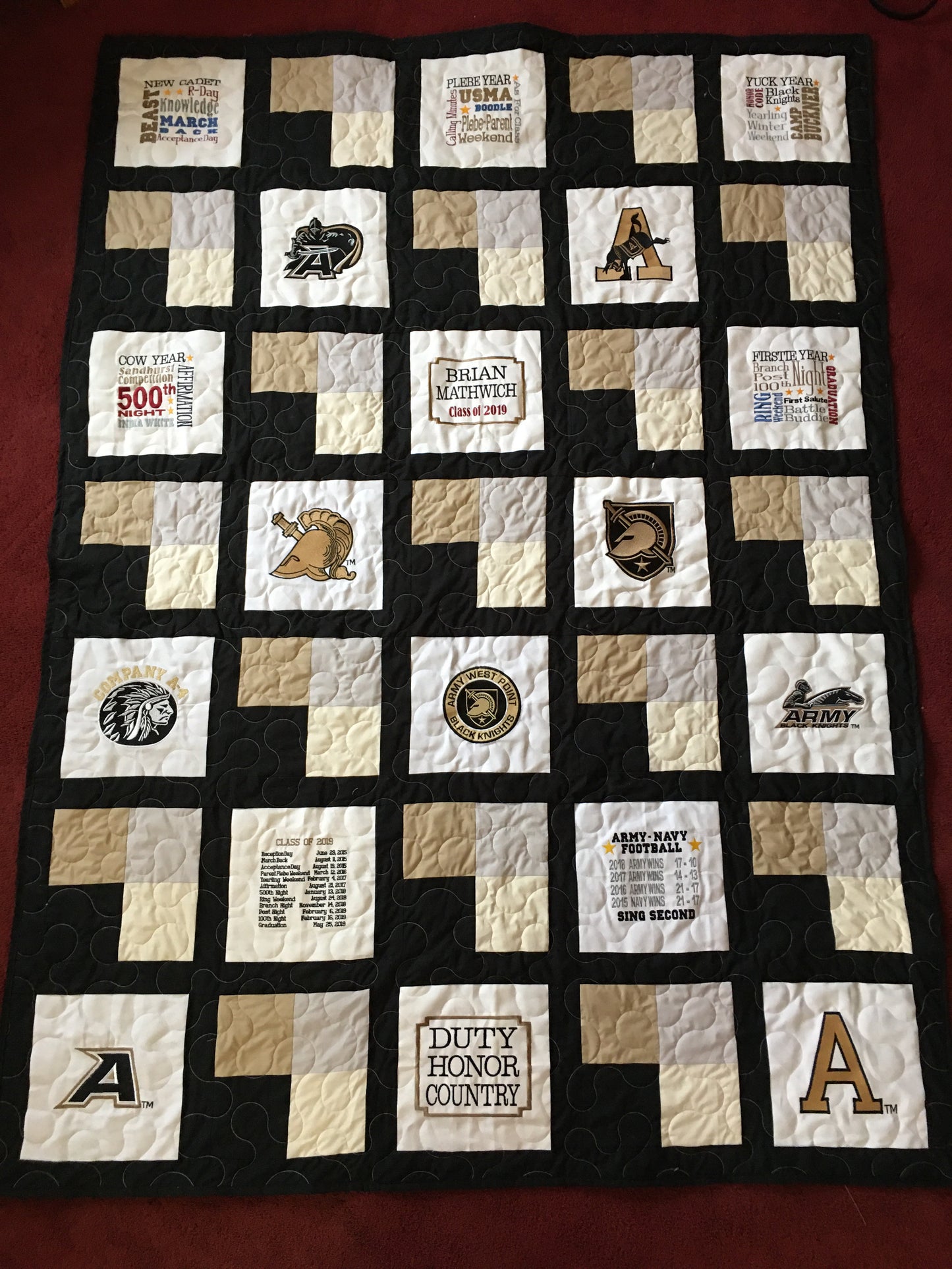 West Point Helmet & Shield Athena - Quilt Block - For Quilts or Decorator Pillows