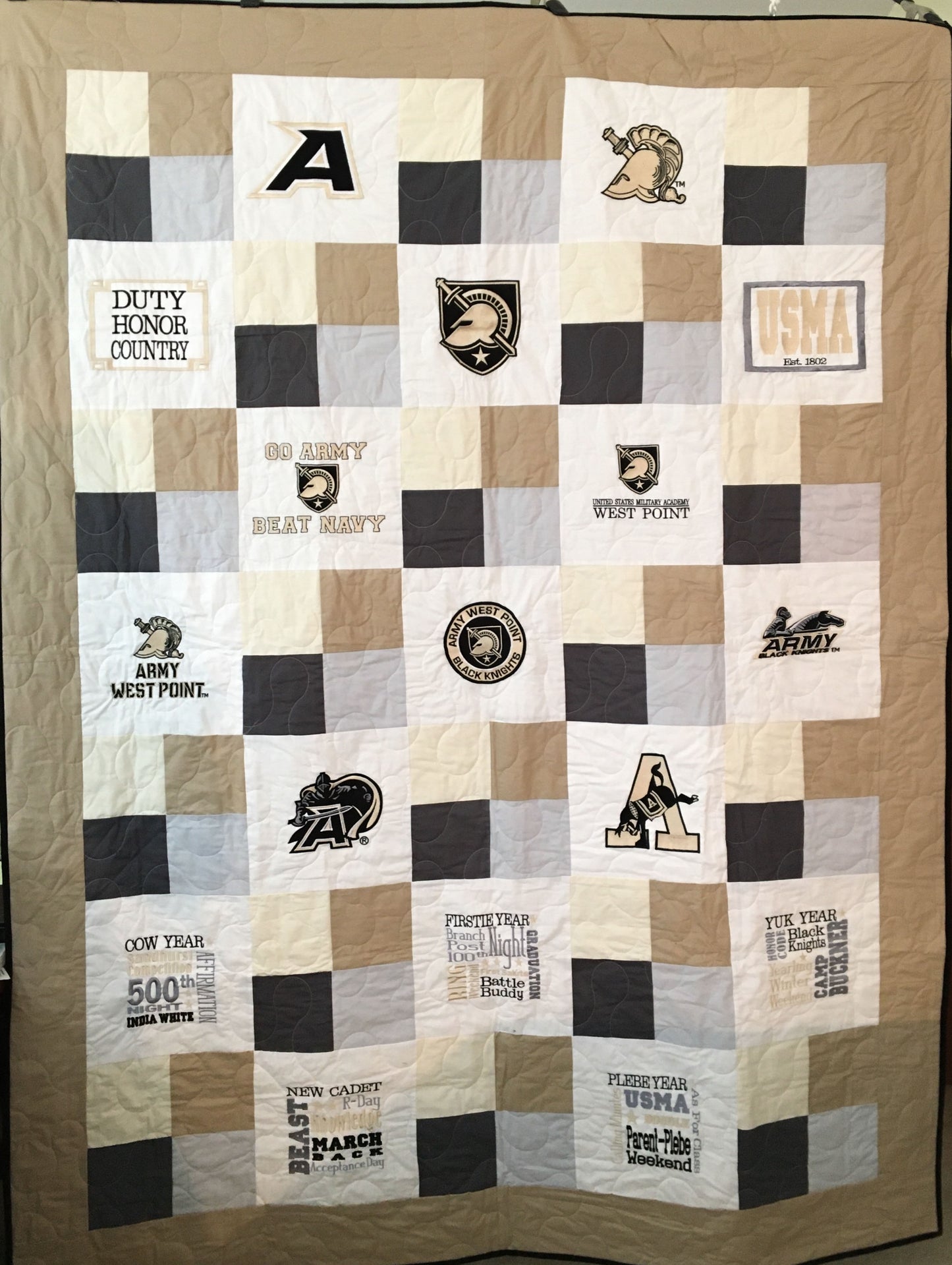West Point Quilt - Handmade Embroidered- All American Made Fabrics